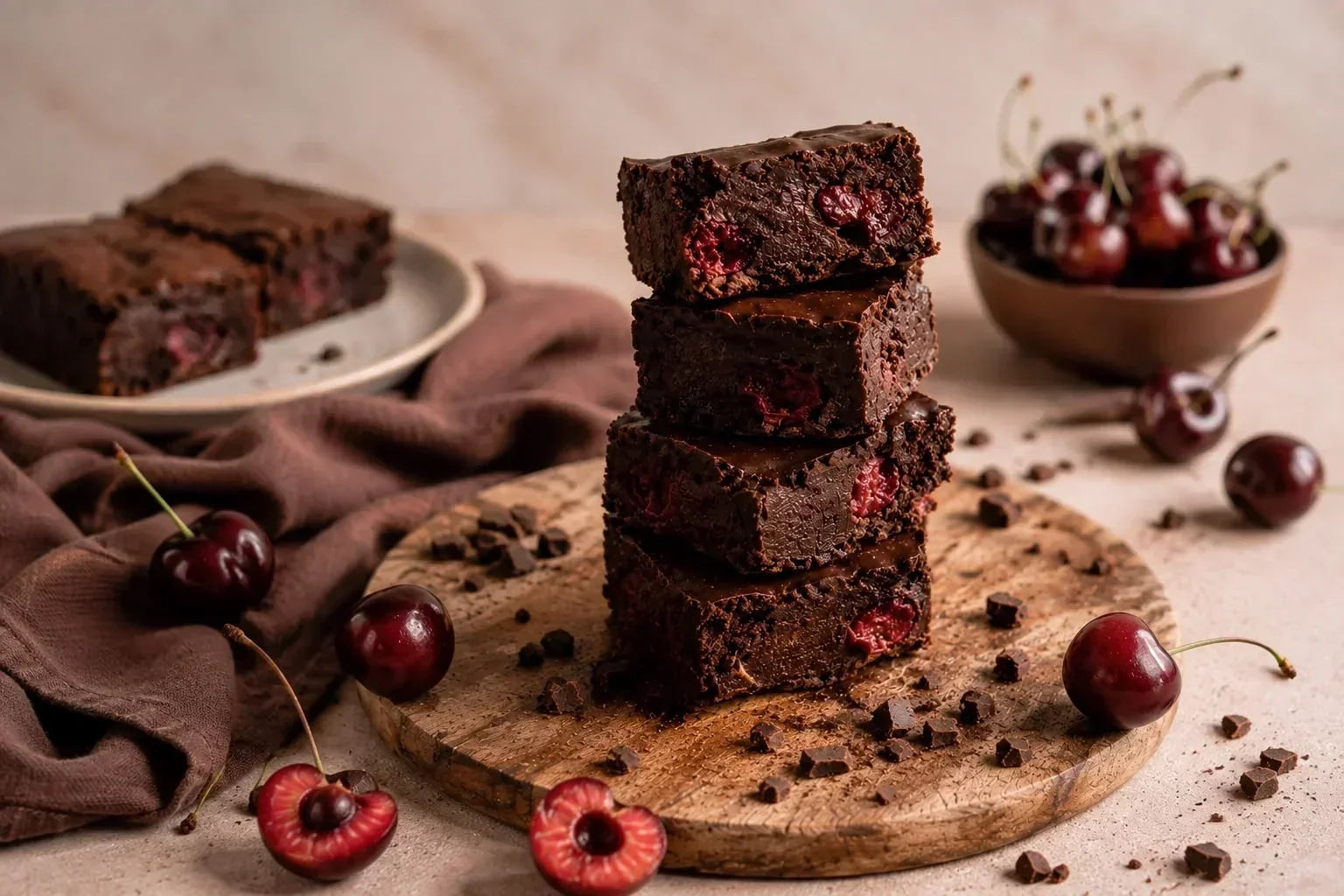 Kirsch-Brownies glutenfrei, fudgy und ohne Industriezucker
