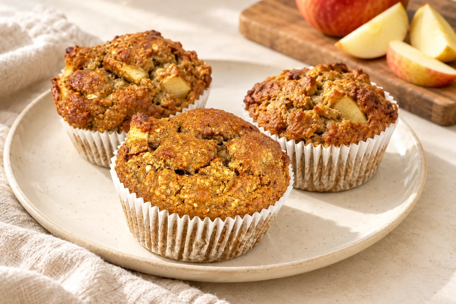 Saftige glutenfreie Apfelmuffins mit Zimt im Papierförmchen