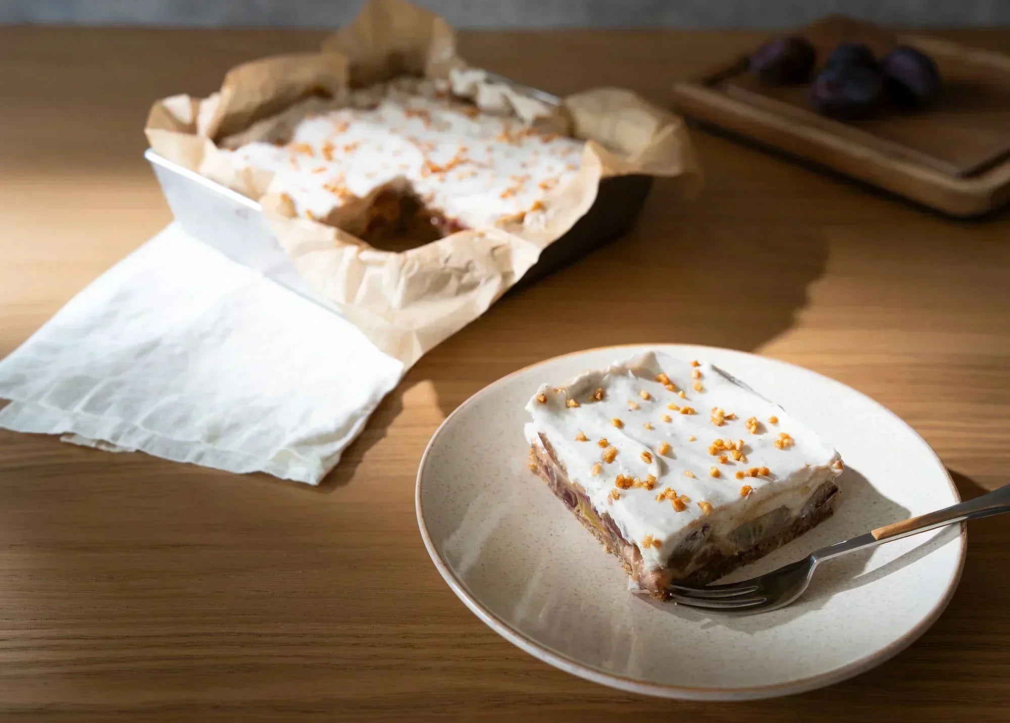Zwetschgen-Kokos-Schichtdessert, vegan und glutenfrei