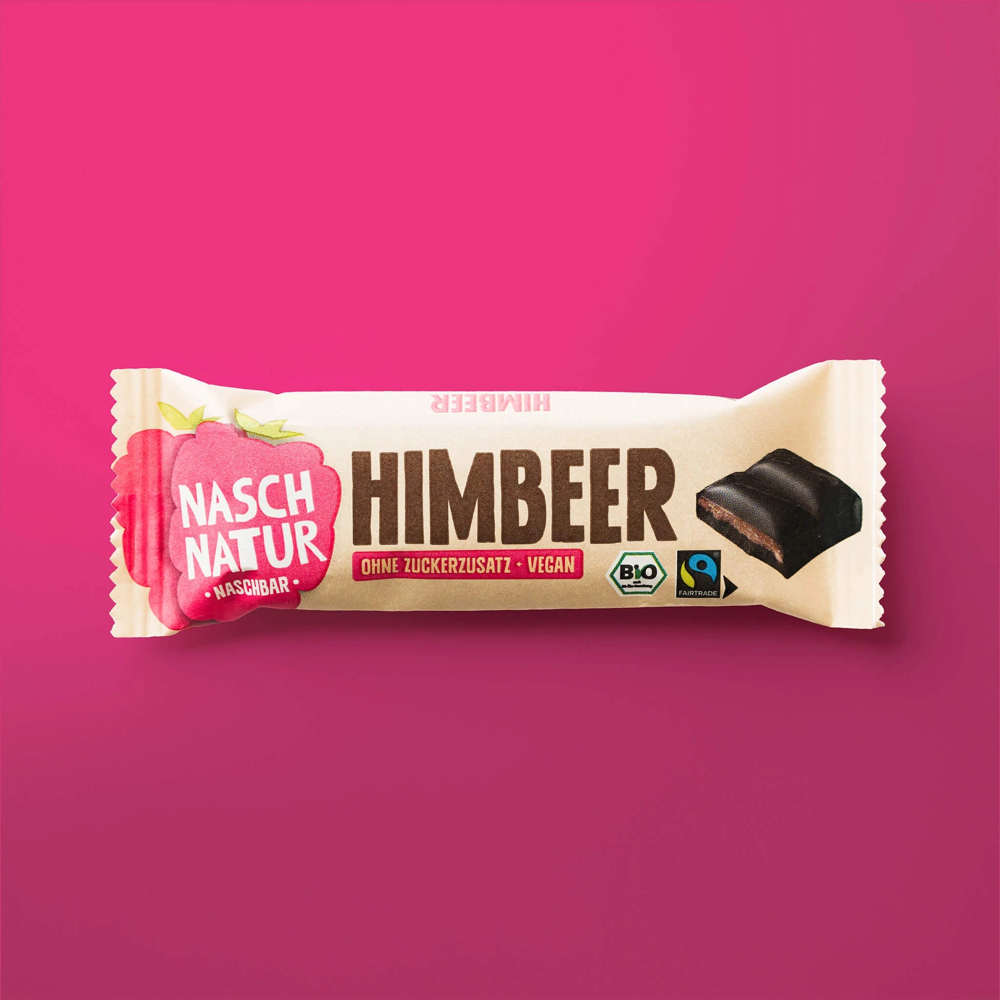 NaschBar Himbeer – veganer Schokoriegel ohne Zuckerzusatz, bio & fairtrade zertifiziert, NaschNatur.