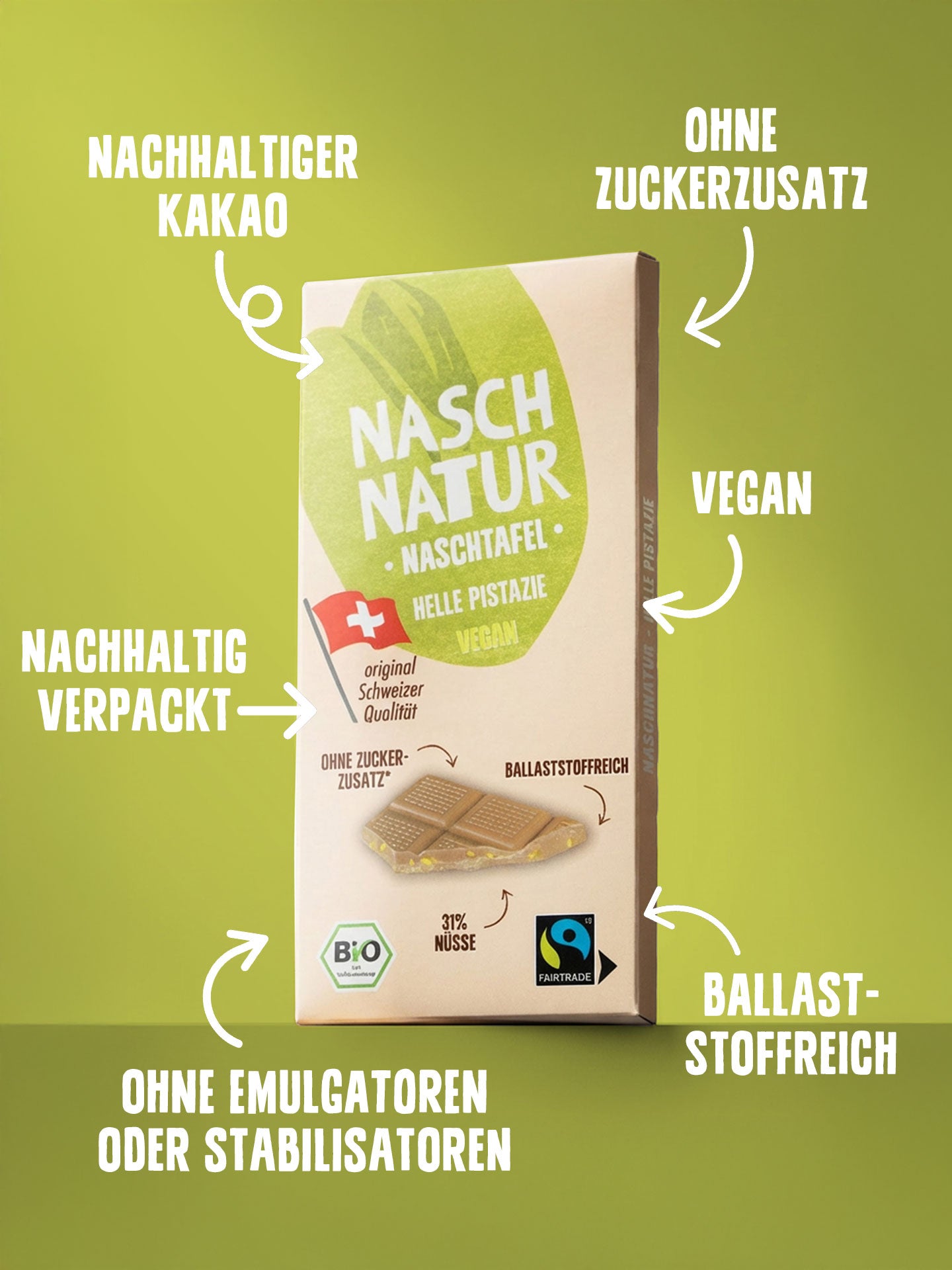 NaschTafel "Helle" Pistazie - 80 g, bio
