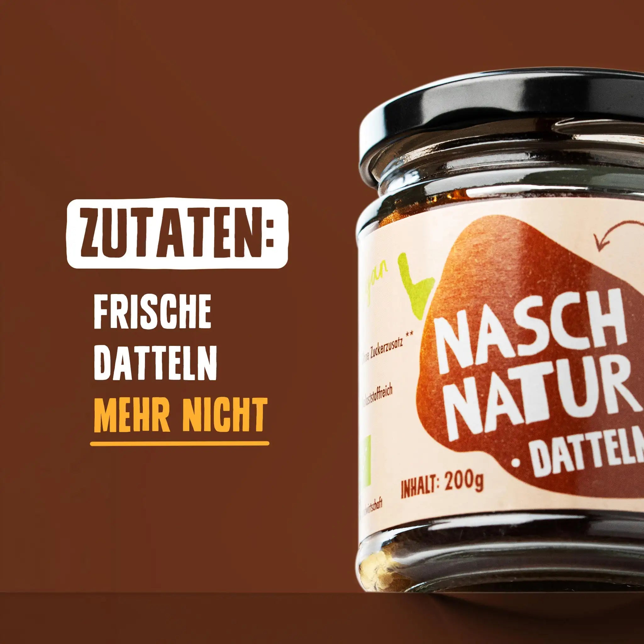 Zutaten der Dattelmuss von Naschnatur: nur frische Datteln und sonst nichts.
