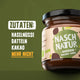 Zutaten der Naschcreme Haselnuss-Schoko von Naschnatur: Datteln, Haselnüsse und Kakao. 